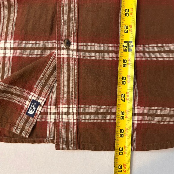 The North Face Mens M Red Brown Plaid Flannel Shirt Long Sleeve Button Down - Picture 7 of 7